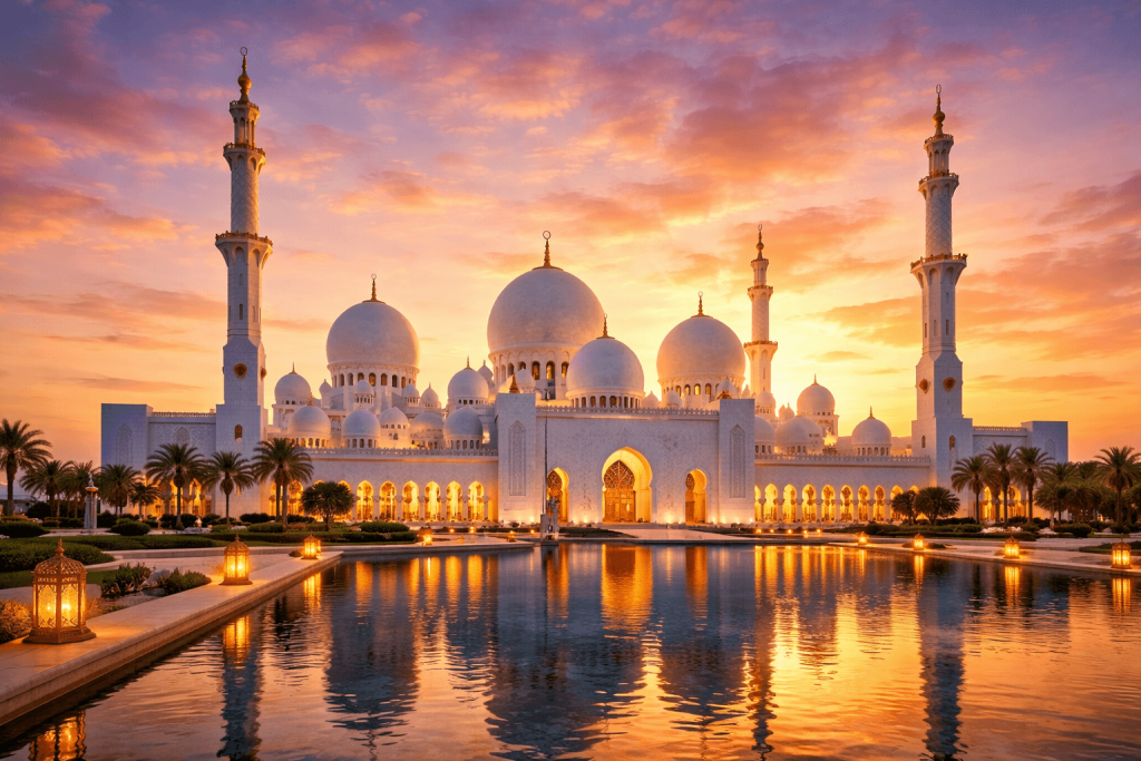 Sheikh Zayed Grand Mosque Abu Dhabi at sunset Sheikh Zayed Grand Mosque Abu Dhabi at sunset